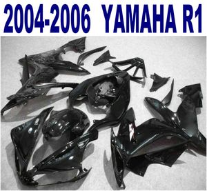 Injektionsgjutning Skräddarsy Fairing Kit för Yamaha 2004-2006 YZF R1 Alla Glansiga svarta Fairings Set YZF-R1 04 05 06 Motobike VL57