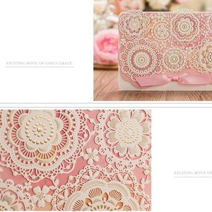 Free Shipping Wedding Invitations Pink Color Flower Laser Cut Wedding Invitation Card Casamento Event & Party Supplies CW5126