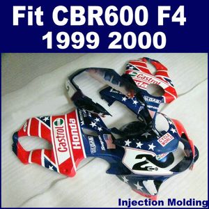 100% formsprutningsdelar Fullständigt kit för Honda CBR 600 F4 1999 2000 Röd 99 00 CBR600 F4 FAIRING SETS VBNHJ