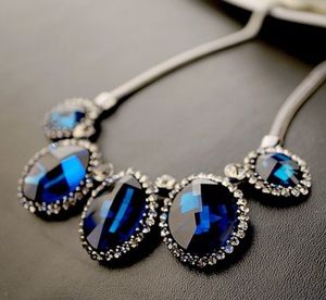 blue diamond heart pendant silver chain lady's necklace (nnsssp)