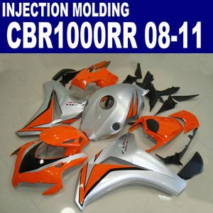 Injektionsgjutning ABS Plastmakare för Honda CBR1000RR 2008-2011 CBR 1000 RR Svart Silver Röda Fairings Set 08 09 10 11 # U47