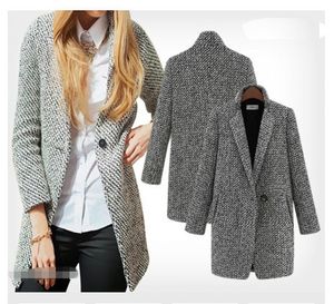 Kobiety Winter Casual Kobiety Wełna Trench Coat Z Kapturem Park Kurtka Plus Płaszcz Darmowa Wysyłka