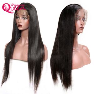 Straight Virgin Brasilian Wig Glueless 100% Human Hair 13x4 Lace Front Pärlor Naturfärg för svarta Kvinnor med Baby Hair Pre Plocked 130% Densitet