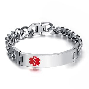 Hotsale Popolare Fantasitico Festa degli uomini Regali in stile 40g Peso Acciaio inossidabile ID medico / Bracciale di identificazione Cordolo Catena 12mm * 21cm superiore