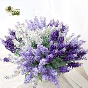 12pcs Branches Provence Lavender Artificial Flower For Wedding Arrangement High Quality Wedding Home Decoration Flowers Crafts Plant