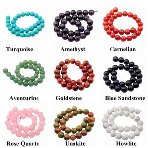Natürliche Edelstein-Kristalle, 14 mm, runde Perlen für die DIY-Herstellung von Charm-Schmuck, Halsketten, Armbändern, lose 28 Stück Steinperlen für den Großhandel