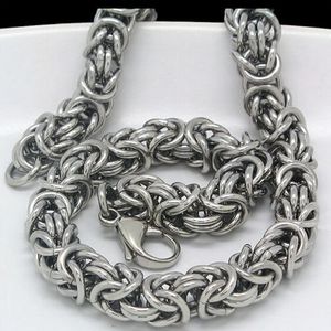 Fashion Cool Men's Fine Party Gift Newest Silver 316L Stainless Steel Turkish Round Chain Maille Necklace Handmade 21.6" Chain