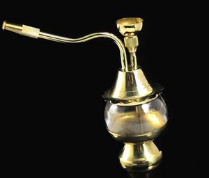 Spedizione gratuita all'ingrosso ---- 2015 nuovo narghilè in ottone / bong in metallo, stile arabo ed efficiente filtraggio dell'acqua, sigaretta di tabacco a duplice uso, colore