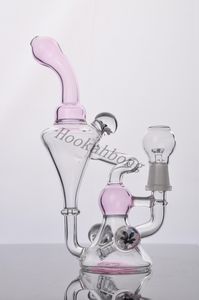 PINK glass bong hookahs two recycler function dome nail bowl piece bubber water pipe oil rigs dabber