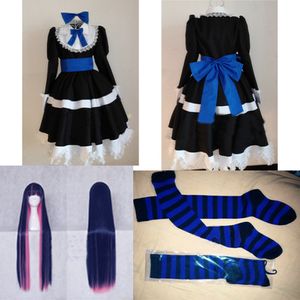 Panty stocking med garterbelt stocking anarki gothic lolita kläder oufit klänning cosplay kostym