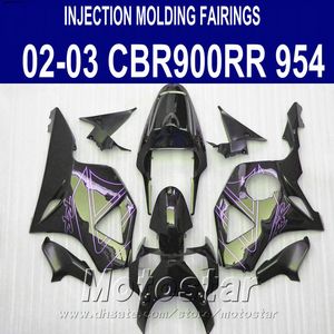 7 Gratis gåvor + Fairing Kit för Honda Injektionsgjutning CBR900RR 954 2002 2003 CBR 900RR Purple Black Fairings Set CBR954 02 03 yr63