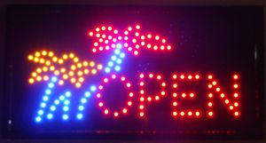 Светодиодный открытый знак анимированные светодиодный неоновый свет магазин бизнес открыть знак цветок мигающие доски бесплатная доставка
