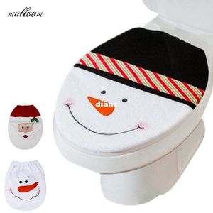 Wholesale toilet decorations resale online - Snowman Toilet Seat Cover and Rug Bathroom Set Christmas Decoration