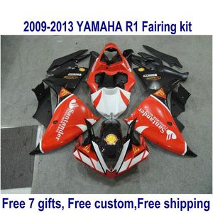 7 DARMOWE Prezenty Garbacki Zestaw do Yamaha R1 2009-2013 Czarne Red Santander Fairings Set YZF R1 09 10 11 12 13 Ha36