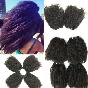 Cabello humano que teje rizado brasileño afro rizado rizado 4pcs paquetes sin procesar jerry curl armadura de cabello virgen humano armadura barata entrega rápida