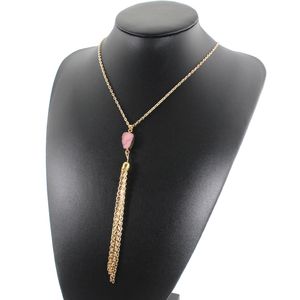 Fashion Resin Druzy Drusy Necklace Gold Plated Irregular Faux Stone Tassel Long Necklace For Women Bohemia Jewelry