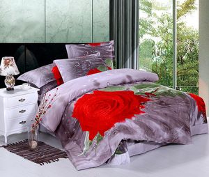 Комплекты Постельных Принадлежностей Красного Королевы оптовых-Brandnew красная роза королева одеяла одеяла одеяла устанавливает постельное белье с хлопком обратимое одеяло одеяло обложка кружева плоский лист подушки shams pc