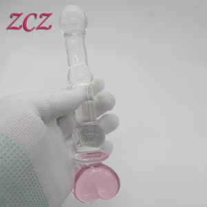 100% Real Photo Heart-shaped Pyrex Glass Dildo Crystal Fake Penis Anal Butt Plug Female Male Adult Masturbation Sex Toys SX268