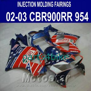 Formsprutning kåpa kit för Honda CBR900 RR 954 02 03 CBR 954RR kaross CBR900RR 2002 2003 röd blå kåpa set HS8