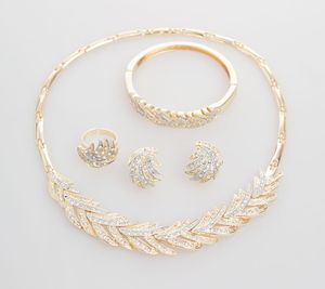 Afrikaanse sieraden ketting armband ring oorbel mode K vergulde mooie kristallen vrouwen bruiloft accessoires sieraden
