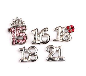 100 шт./лот Mix Silver отпраздновать День рождения номер 15 16 18 21 плавающий медальон подвески, пригодный для стекла живой магнитной памяти медальоны