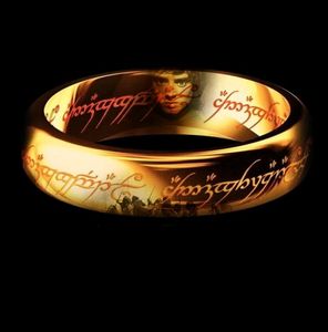 Movie Jewelry The Lord of Rings Europe United States Stainless Steel Gold Finger Band Rings for Men Women 6-12 Mix