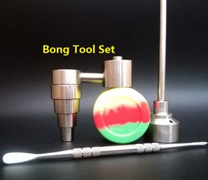 Bong Tool Set 10mm & 14mm & 18mm Adjustable GR2 Titanium Nail with side arm Carb Cap Dabber Slicone Jar for Glass Bong Smoking Water Pipes