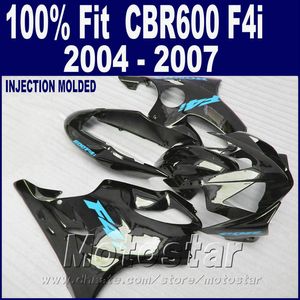 Injetoras pretas para as carenagens HONDA CBR 600 F4i 2004 2005 2006 2007 partes do corpo 04 05 06 07 cbr600 f4i + 7Gifts RDDE