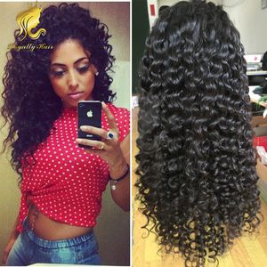 Wholesale baby curl natural hair resale online - Natural color Human hair wig deep curl glueless full lace wig lace front wig with baby hair