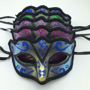 Masquerade Máscaras Halloween Party Desenho da mão máscara Mardi Gras Costume Venetian Metade partido máscara facial favor Natal EMS transporte livre