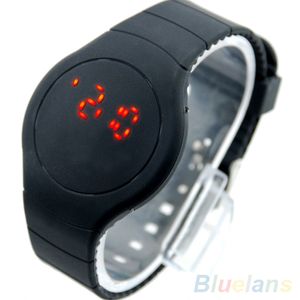Kvinnor Män Cool Unisex Ultra-Thin Sport Touch LED Digital Round Dial Bracelet Armbandsur 1MLJ 36FJ