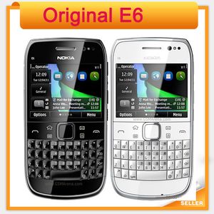Original Nokia E6 3G Touchscreen Mobiltelefon med QWERTY Ryska tangentbord i lager WiFi GPS Bluetooth Gratis Singapore Post
