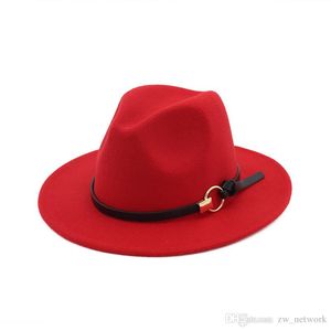 Nowa Moda Czapki Jazzowe Kapelusze Klasyczne Top Czapki Dla Mężczyzn Kobiety Eleganckie Solid Solid Fedora Hat Band Szeroki Płaski Brim Stylowy Trilby Panama Caps