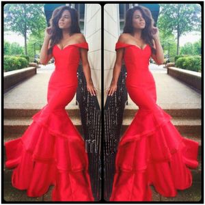 Elegant Long Red Mermaid Prom Dresses vestidos de formatura baile ballkleider longo galajurken Dresses Party Evening