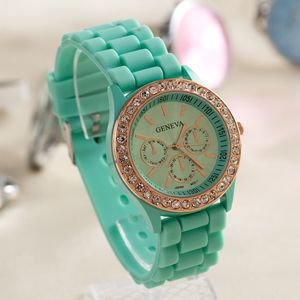 Newest Fashion Shadow Geneva Watch Crystal Diamond Alloy shell Jelly Rubber Silicone sports Watches Men Women Candy Casual kids Clock