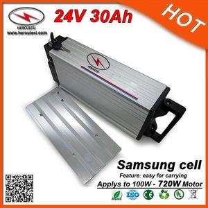 Zasilanie bezpieczeństwa Linia tylna Rack E-Bike 24V 30AH LI Ion Battery Pack 700W Electric Rower Bateria Uzużywalnia w 18650 Samsung Cell