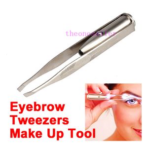 Free DHL Stainless Steel Make Up Led Light Eyelash Eyebrow Hair Removal Tweezers Eyelash Curler 300pcs