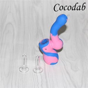 Tubi di fumo di tabacco in silicone dal design creativo Mini narghilè d'acqua Bong Multi colori Shisha portatile HandPipes DHL