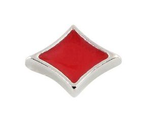 Cazibe Meydanları toptan satış-20 Adet grup Kırmızı Poker Kare DIY Alaşım Yüzer Locket Charms Cam Yaşam Manyetik Fit Locket Moda Jewelrys Için Fit