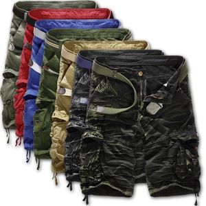 Pantaloncini da uomo larghi casual verde militare mimetico militare cargo al ginocchio senza cintura pantaloncini primavera estate