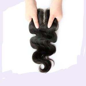 Brazilian Knot Extensions Hair großhandel-Brasilianische Körperwelle mittlerer Teil Spitze Top Verschluss Grade A Haar