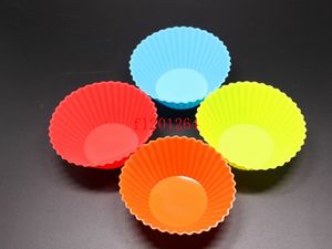 1000 pçs / lote Frete Grátis cores Aleatórias Forma Redonda Silicone Muffin Casos Bolo Cupcake Liner Molde De Cozimento Utensílios de Cozinha Gadgets