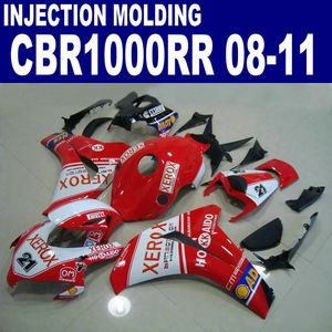 Injektionsgjutning Anpassa Motorcykel Fairing Kit för Honda CBR1000RR 2008 - 2011 Svart röd vit CBR 1000RR 08 09 10 11 Fairings Set # U31