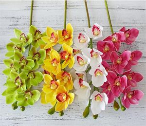 ein Stück pu Orchideen 3D -Druckeffekt Cymbidium künstlich echte Berührung Orchidee 7 Farbe für Hochzeit Mittelstücke Home Decorative Blumen