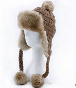 Knitt Hat Winter Ear Protector Cap Ciepły kapelusz dla kobiet Pogrubienie Trapper Hat Darmowa wysyłka