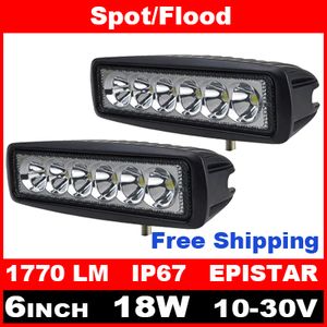 2st 6 tum 18W LED-arbete Ljus för indikatorer Motorcykel Körning Offroad Båt Biltraktor Lastbil 4x4 SUV ATV Spot Flood 12V