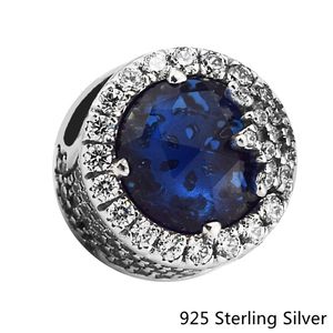 Authentic 925 Sterling Silver Jewelry Dazzling Snowflake Midnight Blue Charms Beads Fits Pandora Bracelets