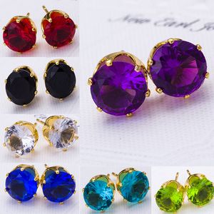 Stud Earrings Wholesale Fashion Round Favoriete Design 18 K Vergulde Gevuld Studded Candy Crystals CZ Diamond Stud Earring for Women