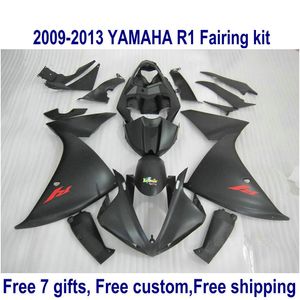 ABS-Motorradverkleidungsset für Yamaha YZF-R1 2009–2011 2012 2013, komplett mattschwarzes YZF R1-Verkleidungsset 09–11 12 13 HA47