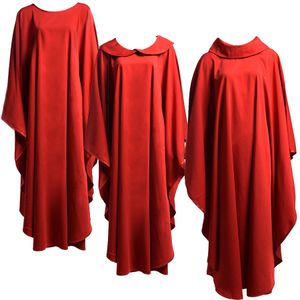 Katholische Kirchenkostüme Heilige Religion Geistliche Red Priester Solid Chasuble Veste 3 Stile Religionen formelle Robe